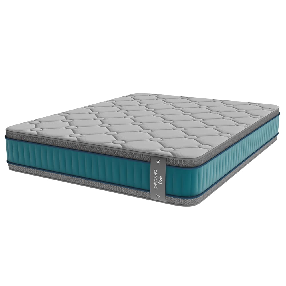 Cecotec Colchón Híbrido Flow 7990 Hybrid 105x190. Multicapa, Núcleo de Muelles Ensacados SpringCore y Viscoelástica ViscoCare+, Altura 30 cm, Firmeza Medio Alta, SeparateMuv & BreathSoft