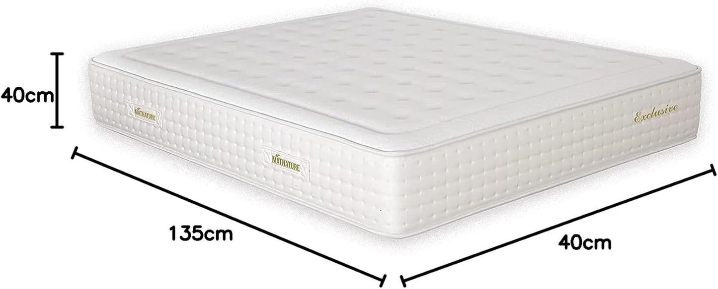 Matnature | Exclusive | Colchón 1200 Muelles Ensacados | Altura 32 cm | Viscosoft Indeformable y Reversible | Firmeza y Adaptabilidad Premium | Tejido Antideslizante (135 x 190 cm)