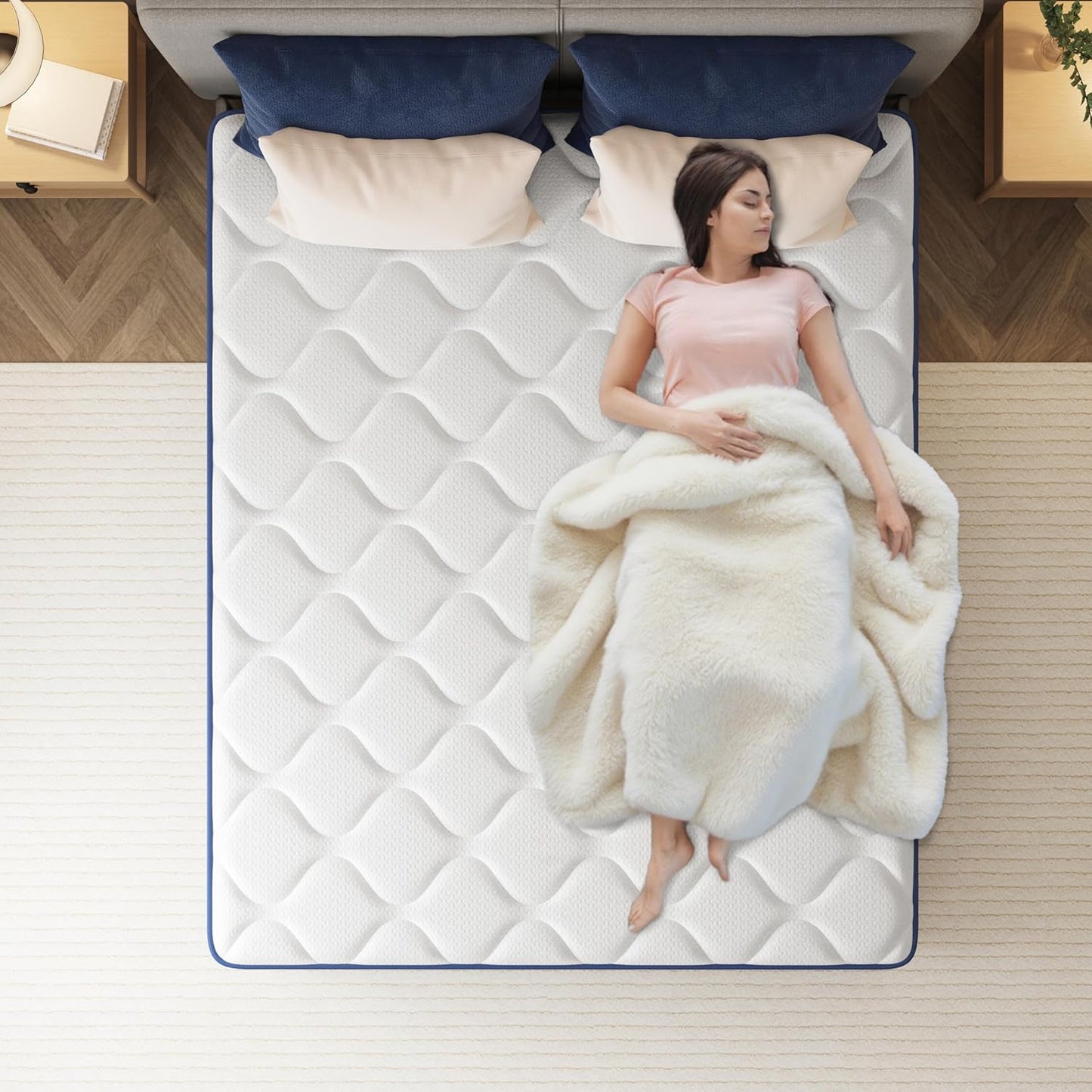 PurrJoys Colchón híbrido 135x190x25 cm, Espuma viscoelástica y muelles ensacados, firmeza Media, Transpirable, Independencia de lechos, Certificado CertiPUR-US® y Oeko-Tex®, sin Fibra de Vidrio
