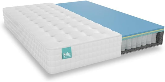 NALUI - Colchón Viscoelástico con Núcleo de Muelles Ensacados Galana 90x190cm con ViscoGel, Tejido Strech Cashmere y 3D. Altura:±26cm | Firmeza Suave | Hecho en España