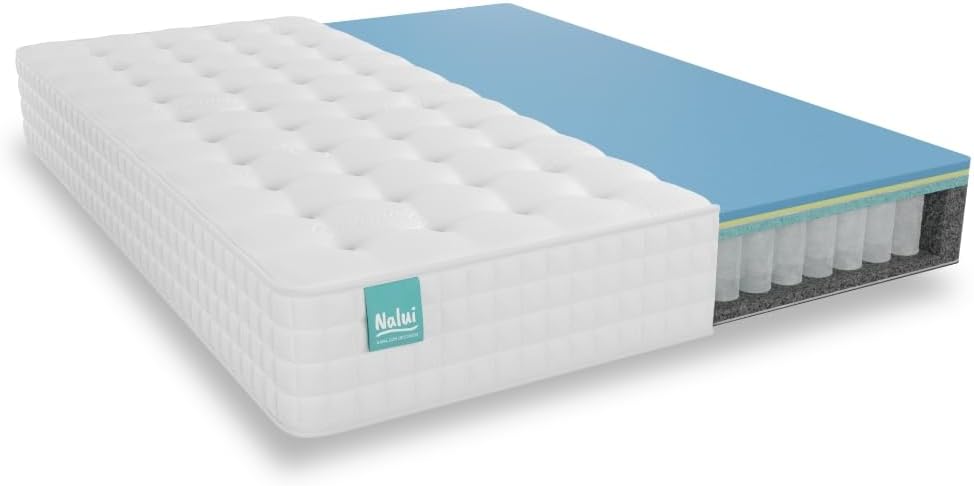 NALUI - Colchón Viscoelástico con Núcleo de Muelles Ensacados Galana 90x190cm con ViscoGel, Tejido Strech Cashmere y 3D. Altura:±26cm | Firmeza Suave | Hecho en España
