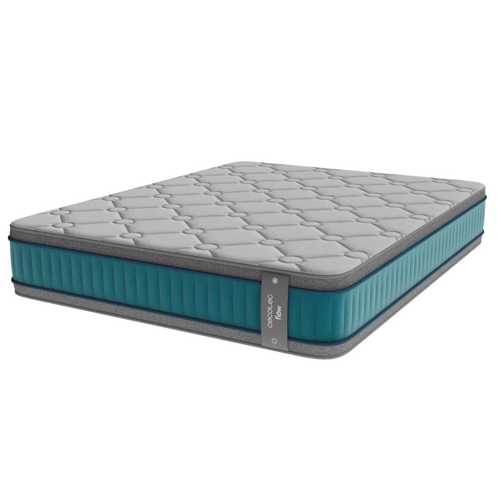 Cecotec Colchón Híbrido Flow 7990 Hybrid 105x190. Multicapa, Núcleo de Muelles Ensacados SpringCore y Viscoelástica ViscoCare+, Altura 30 cm, Firmeza Medio Alta, SeparateMuv & BreathSoft