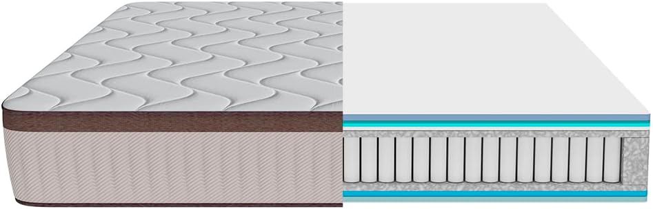 Cecotec Colchón Híbrido Flow 7990 Hybrid 105x190. Multicapa, Núcleo de Muelles Ensacados SpringCore y Viscoelástica ViscoCare+, Altura 30 cm, Firmeza Medio Alta, SeparateMuv & BreathSoft