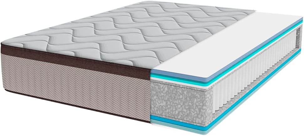 Cecotec Colchón Híbrido Flow 7990 Hybrid 105x190. Multicapa, Núcleo de Muelles Ensacados SpringCore y Viscoelástica ViscoCare+, Altura 30 cm, Firmeza Medio Alta, SeparateMuv & BreathSoft