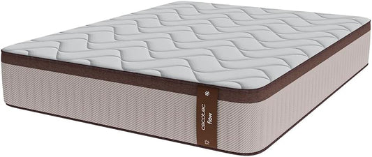 Cecotec Colchón Híbrido Flow 7990 Hybrid 105x190. Multicapa, Núcleo de Muelles Ensacados SpringCore y Viscoelástica ViscoCare+, Altura 30 cm, Firmeza Medio Alta, SeparateMuv & BreathSoft
