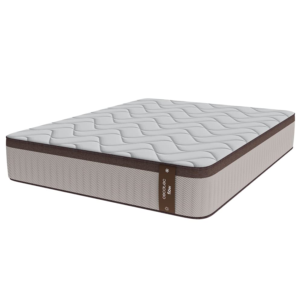Cecotec Colchón Híbrido Flow 7990 Hybrid 105x190. Multicapa, Núcleo de Muelles Ensacados SpringCore y Viscoelástica ViscoCare+, Altura 30 cm, Firmeza Medio Alta, SeparateMuv & BreathSoft