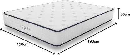 COSMOS - Colchón Viscoelástico 150x190 cm - Altura 30 cm - Upsilon - Espuma HR y Blue Latex - Firme, Transpirable, Hipoalergénico, Ergonómico - Cara Invierno Verano, 7 Zonas Confort