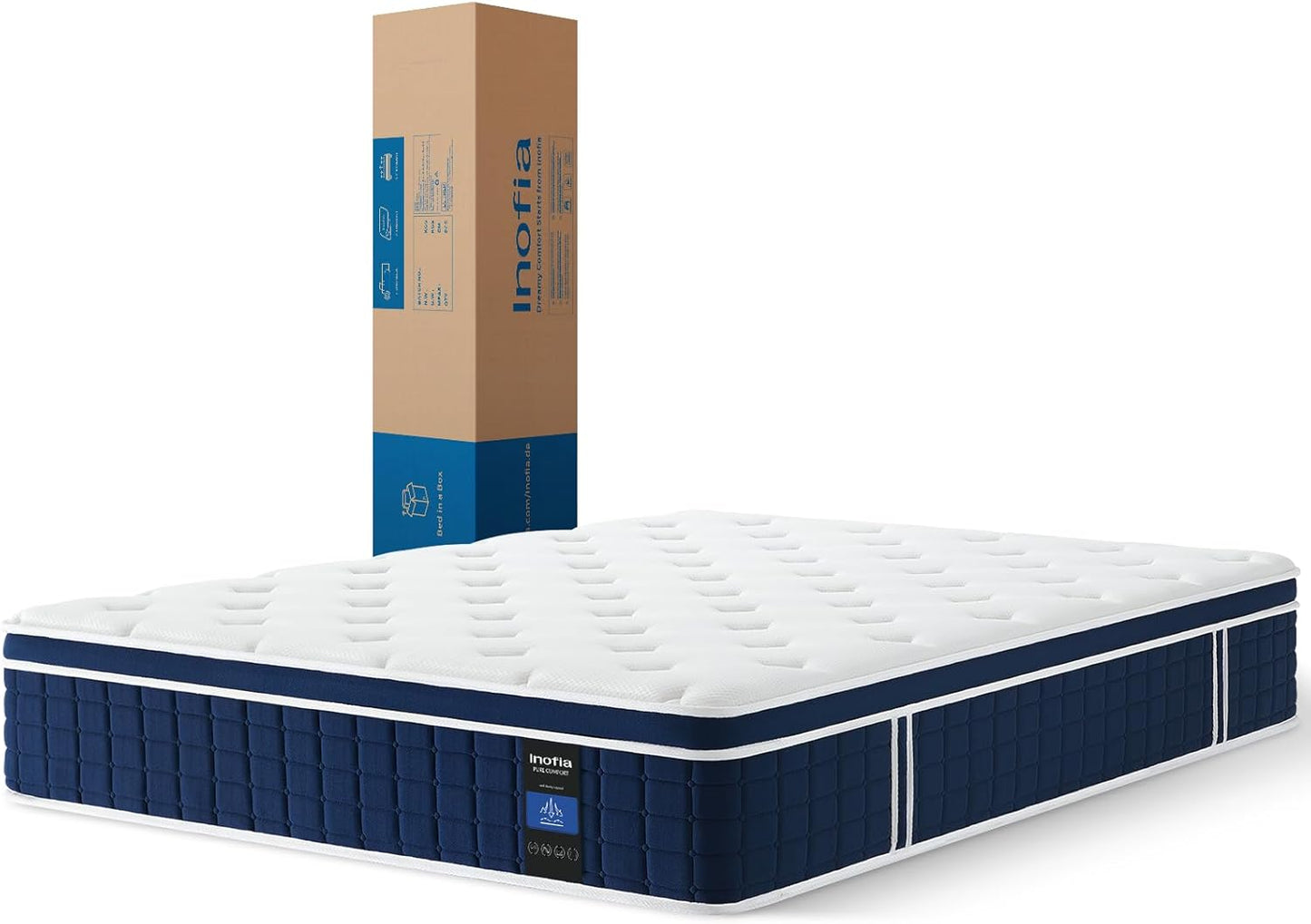 Inofia Colchón Ace Hybrid Pro 90 x 200 cm, Altura 30 cm, colchón de muelles ensacados, dureza H2, Resistencia Media, colchón de muelles de 7 Zonas con 100 Noches de Descanso de Prueba, colchón