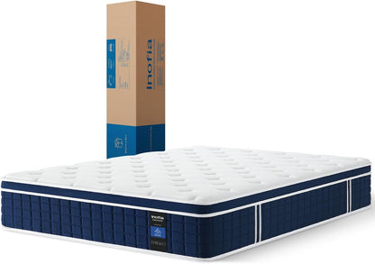 Inofia Colchón Ace Hybrid Pro 90 x 200 cm, Altura 30 cm, colchón de muelles ensacados, dureza H2, Resistencia Media, colchón de muelles de 7 Zonas con 100 Noches de Descanso de Prueba, colchón