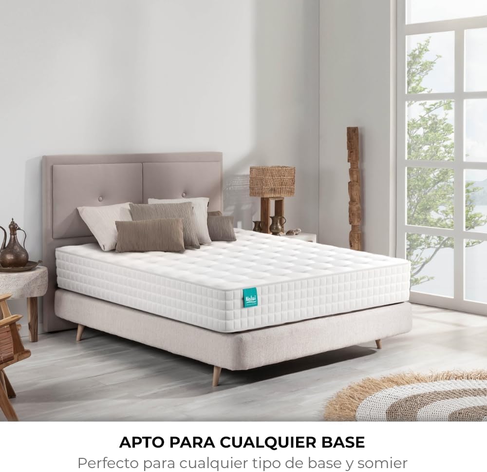 NALUI - Colchón Viscoelástico con Núcleo de Muelles Ensacados Galana 90x190cm con ViscoGel, Tejido Strech Cashmere y 3D. Altura:±26cm | Firmeza Suave | Hecho en España