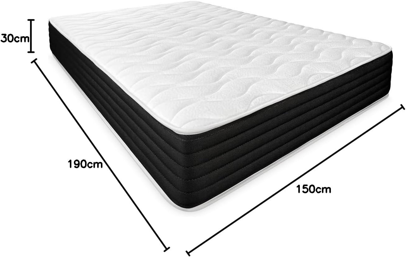 DUÉRMETE ONLINE - Colchón Viscoelástico Pocket Visco Reversible (Cara Invierno-Verano) Firmeza-Dureza Media-Alta, Grosor 30cm, Antiácaros, Antibacerias e Hipoalergénico, 150x190
