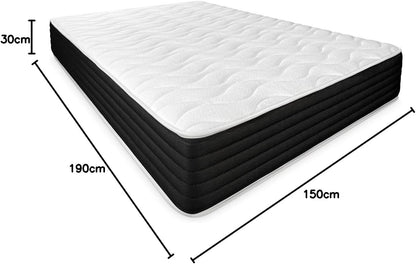 DUÉRMETE ONLINE - Colchón Viscoelástico Pocket Visco Reversible (Cara Invierno-Verano) Firmeza-Dureza Media-Alta, Grosor 30cm, Antiácaros, Antibacerias e Hipoalergénico, 150x190