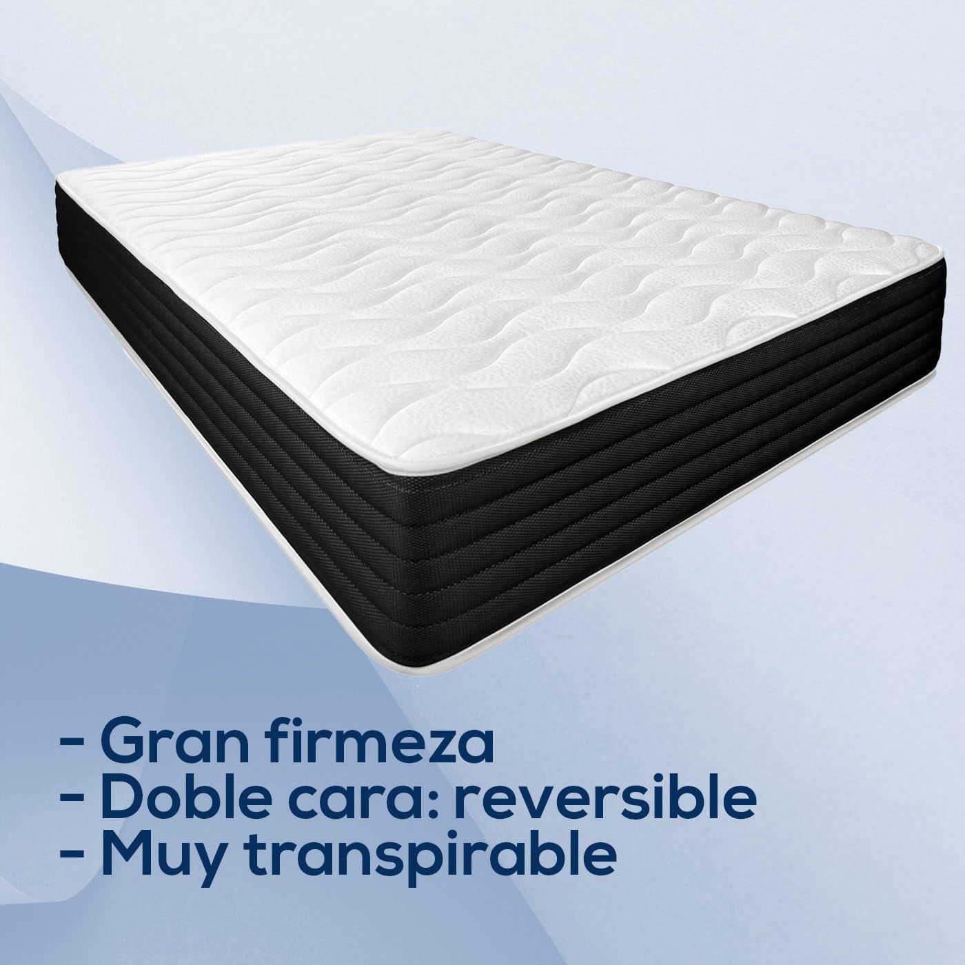 DUÉRMETE ONLINE - Colchón Viscoelástico Pocket Visco Reversible (Cara Invierno-Verano) Firmeza-Dureza Media-Alta, Grosor 30cm, Antiácaros, Antibacerias e Hipoalergénico, 150x190