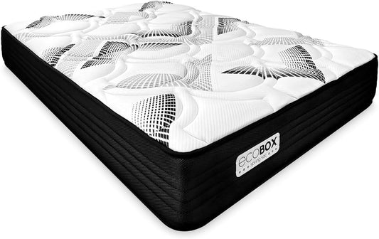 DUÉRMETE ONLINE - Colchón Viscoelástico Híbrido Eco Box con Núcleo de Muelles Ensacados, Confort Óptimo, Firmeza Intermedia, Antiácaros Antibacteriano e Hipoalergénico 140 x 190