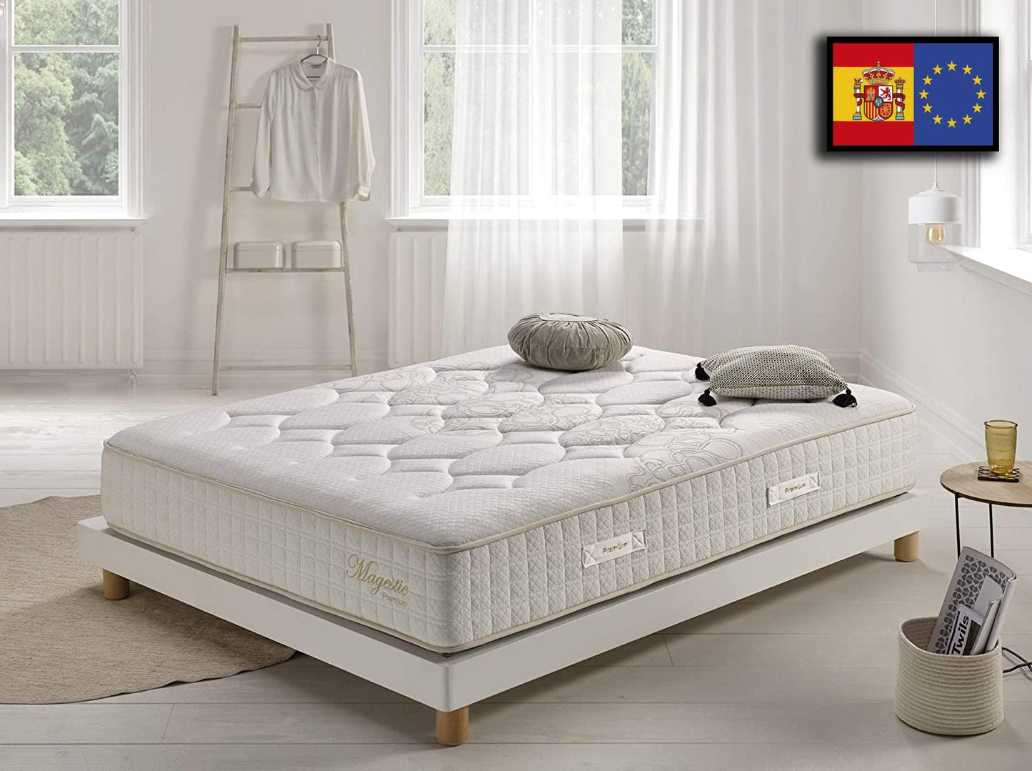Simpur Low Cost, Colchón Muelles Ensacados Visco Spring Magestic, Altura 30cm, Firmeza 7,5/10, Viscoelástica, 9 Capas Diferenciadas, Independencia de Lechos, Ortopédico, Altura 30 cm, 135x200 cm