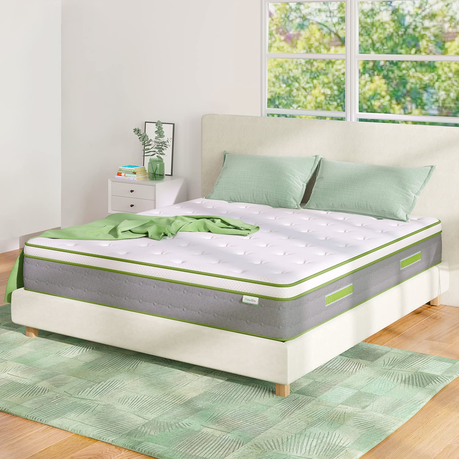 Novilla Colchones Viscoelástico 135x190, Colchón Muelles Ensacados, Espuma de Gel con Memoria, Fibra de Bambú Transpirable, Firmeza Media, Aislamiento de Movimiento, Altura 27 cm