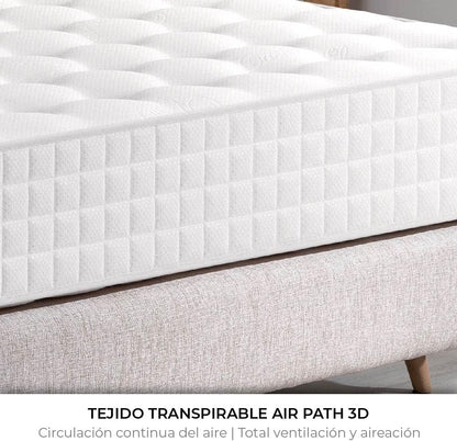 NALUI - Colchón Viscoelástico con Núcleo de Muelles Ensacados Galana 90x190cm con ViscoGel, Tejido Strech Cashmere y 3D. Altura:±26cm | Firmeza Suave | Hecho en España
