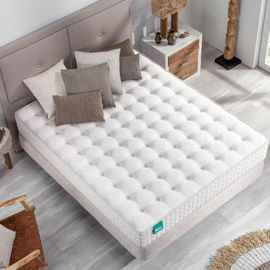 NALUI - Colchón Viscoelástico con Núcleo de Muelles Ensacados Galana 90x190cm con ViscoGel, Tejido Strech Cashmere y 3D. Altura:±26cm | Firmeza Suave | Hecho en España