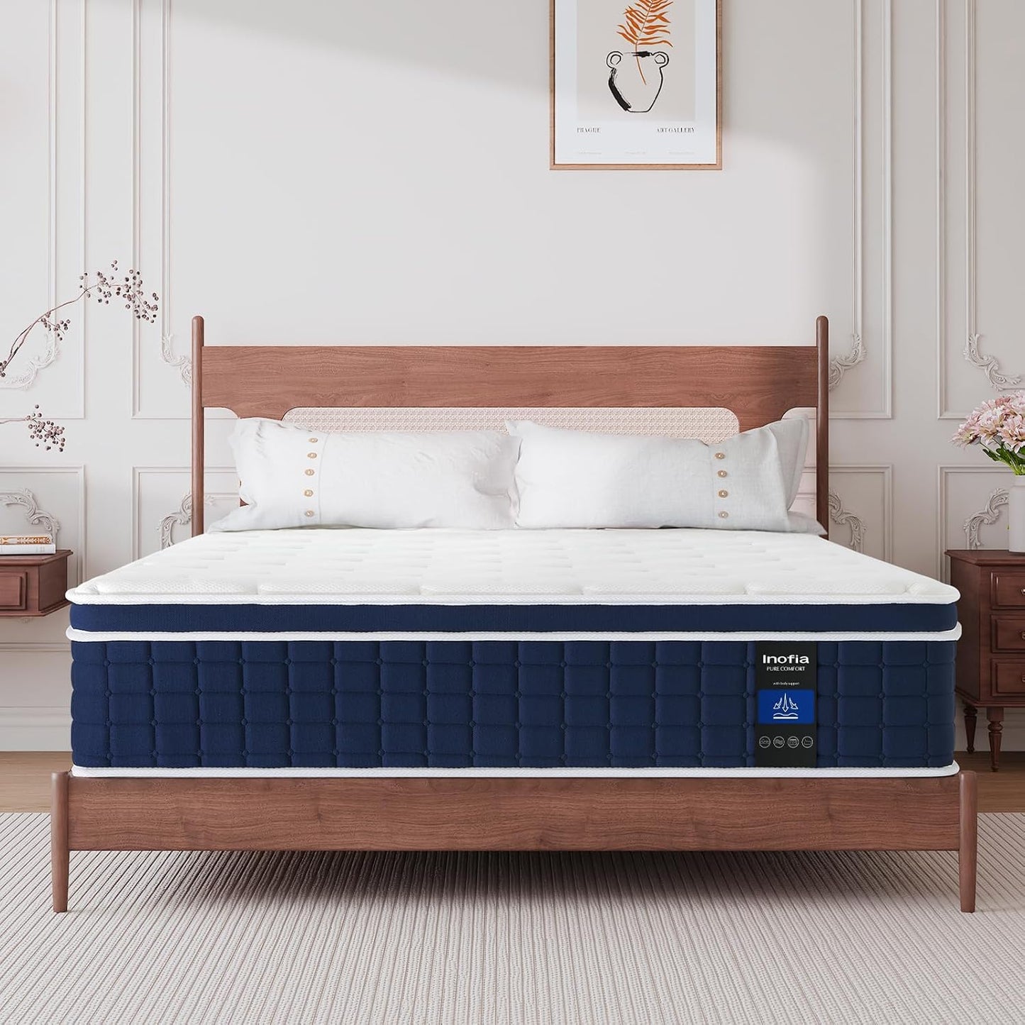 Inofia Colchón Ace Hybrid Pro 90 x 200 cm, Altura 30 cm, colchón de muelles ensacados, dureza H2, Resistencia Media, colchón de muelles de 7 Zonas con 100 Noches de Descanso de Prueba, colchón