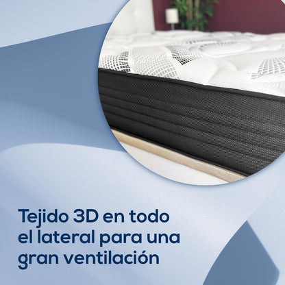 DUÉRMETE ONLINE - Colchón Viscoelástico Híbrido Eco Box con Núcleo de Muelles Ensacados, Confort Óptimo, Firmeza Intermedia, Antiácaros Antibacteriano e Hipoalergénico 140 x 190