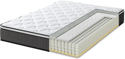 Zinus Colchón Doble de Espuma viscoelástica con muelles ensacados, 135 x 190 cm, 25 cm de Altura, firmeza Media, Tela Suave hipoalergénica y Transpirable, Alivio de presión, colchón de Lujo, Soporte
