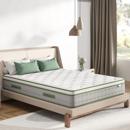 Novilla Colchones Viscoelástico 135x190, Colchón Muelles Ensacados, Espuma de Gel con Memoria, Fibra de Bambú Transpirable, Firmeza Media, Aislamiento de Movimiento, Altura 27 cm