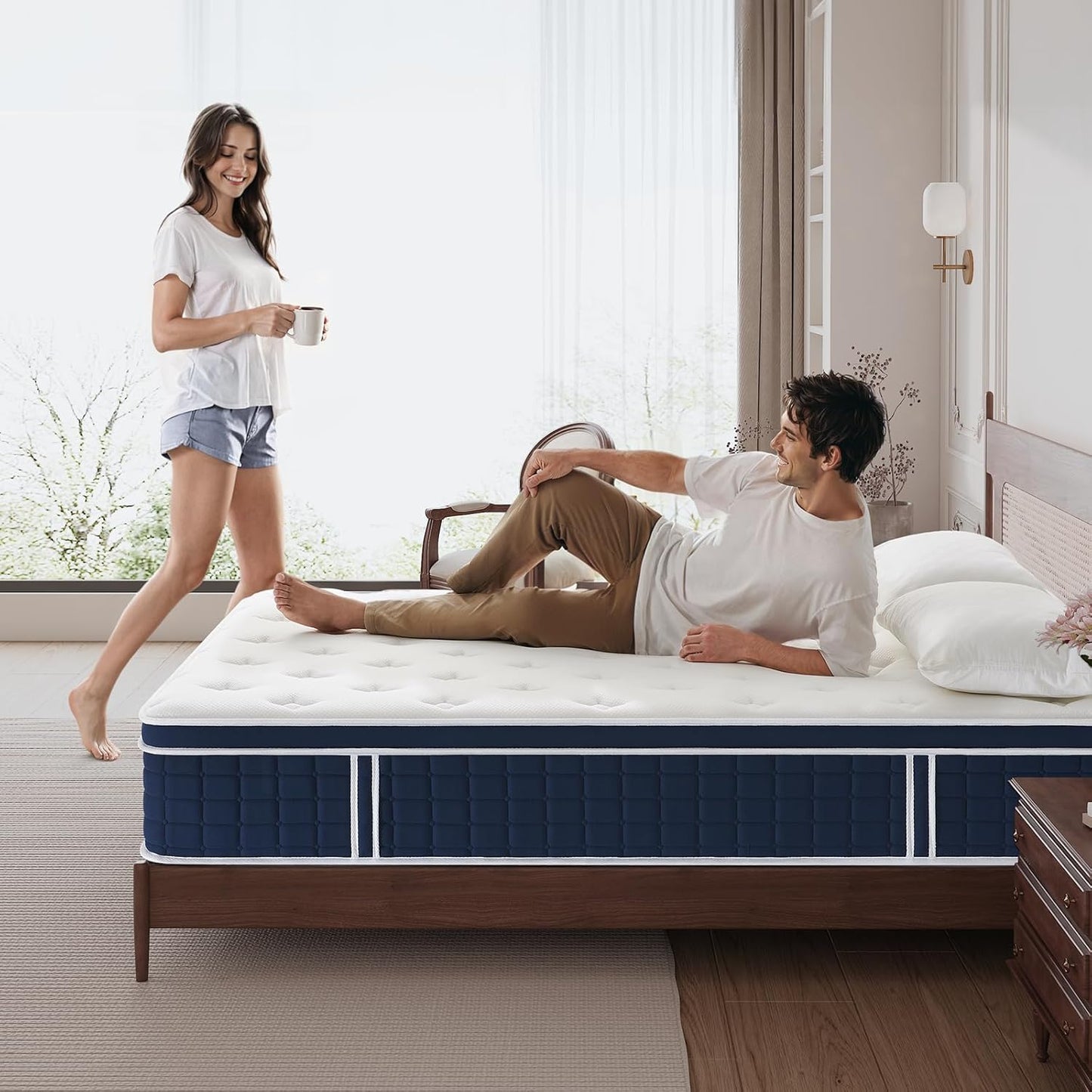 Inofia Colchón Ace Hybrid Pro 90 x 200 cm, Altura 30 cm, colchón de muelles ensacados, dureza H2, Resistencia Media, colchón de muelles de 7 Zonas con 100 Noches de Descanso de Prueba, colchón