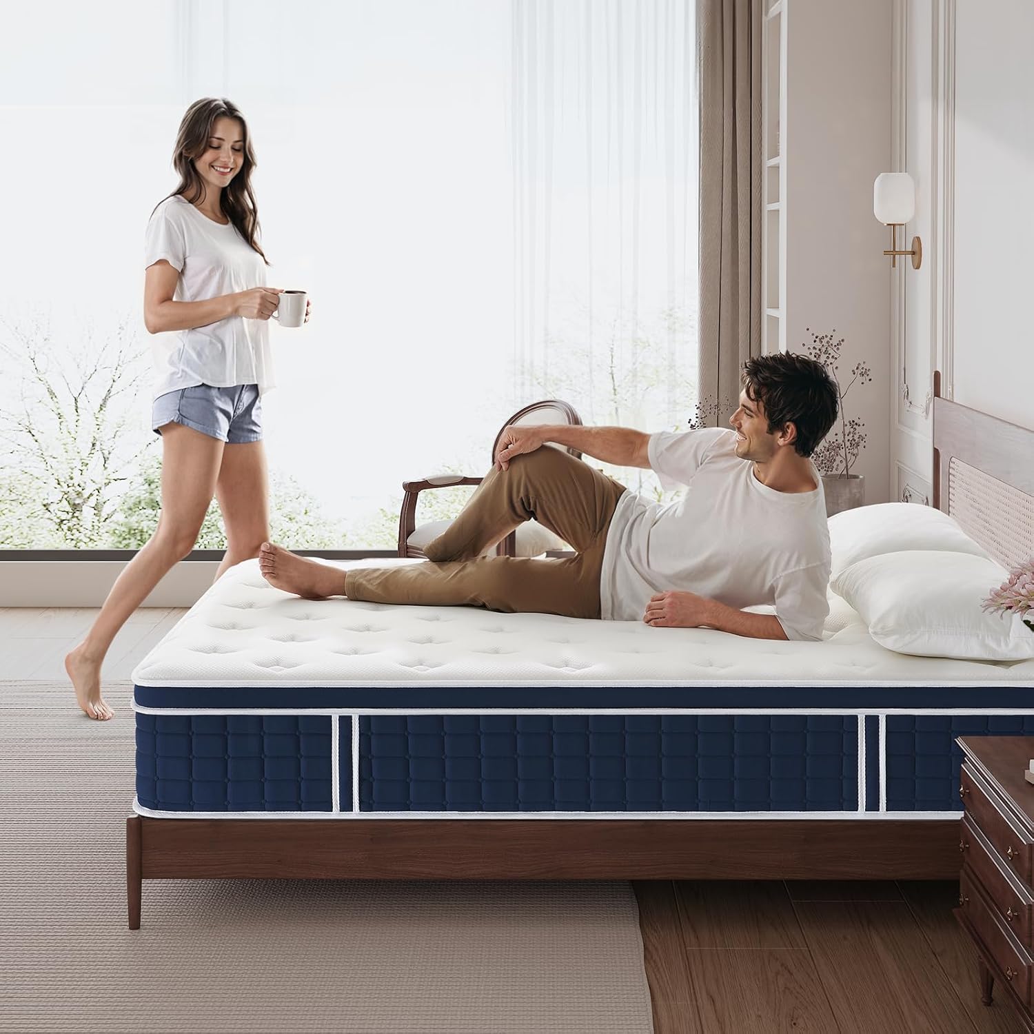 Inofia Colchón Ace Hybrid Pro 90 x 200 cm, Altura 30 cm, colchón de muelles ensacados, dureza H2, Resistencia Media, colchón de muelles de 7 Zonas con 100 Noches de Descanso de Prueba, colchón