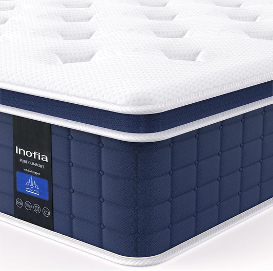 Inofia Colchón Ace Hybrid Pro 90 x 200 cm, Altura 30 cm, colchón de muelles ensacados, dureza H2, Resistencia Media, colchón de muelles de 7 Zonas con 100 Noches de Descanso de Prueba, colchón