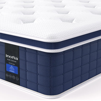 Inofia Colchón Ace Hybrid Pro 90 x 200 cm, Altura 30 cm, colchón de muelles ensacados, dureza H2, Resistencia Media, colchón de muelles de 7 Zonas con 100 Noches de Descanso de Prueba, colchón