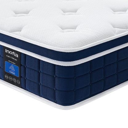 Inofia Colchón Ace Hybrid Pro 90 x 200 cm, Altura 30 cm, colchón de muelles ensacados, dureza H2, Resistencia Media, colchón de muelles de 7 Zonas con 100 Noches de Descanso de Prueba, colchón