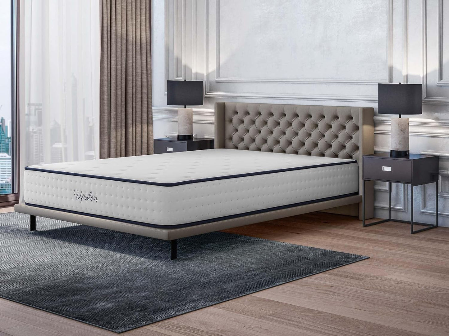 COSMOS - Colchón Viscoelástico 150x190 cm - Altura 30 cm - Upsilon - Espuma HR y Blue Latex - Firme, Transpirable, Hipoalergénico, Ergonómico - Cara Invierno Verano, 7 Zonas Confort