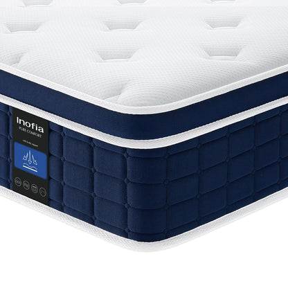 Inofia Colchón Ace Hybrid Pro 90 x 200 cm, Altura 30 cm, colchón de muelles ensacados, dureza H2, Resistencia Media, colchón de muelles de 7 Zonas con 100 Noches de Descanso de Prueba, colchón