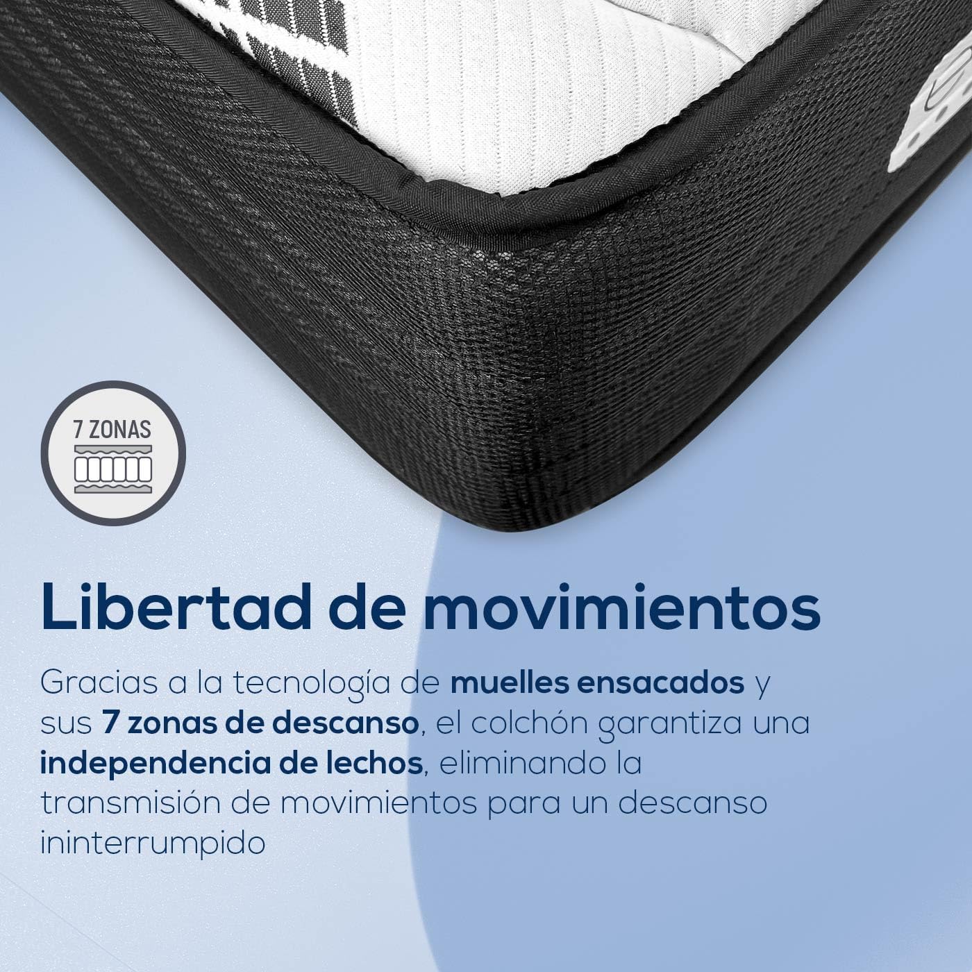 DUÉRMETE ONLINE - Colchón Viscoelástico Híbrido Eco Box con Núcleo de Muelles Ensacados, Confort Óptimo, Firmeza Intermedia, Antiácaros Antibacteriano e Hipoalergénico 140 x 190