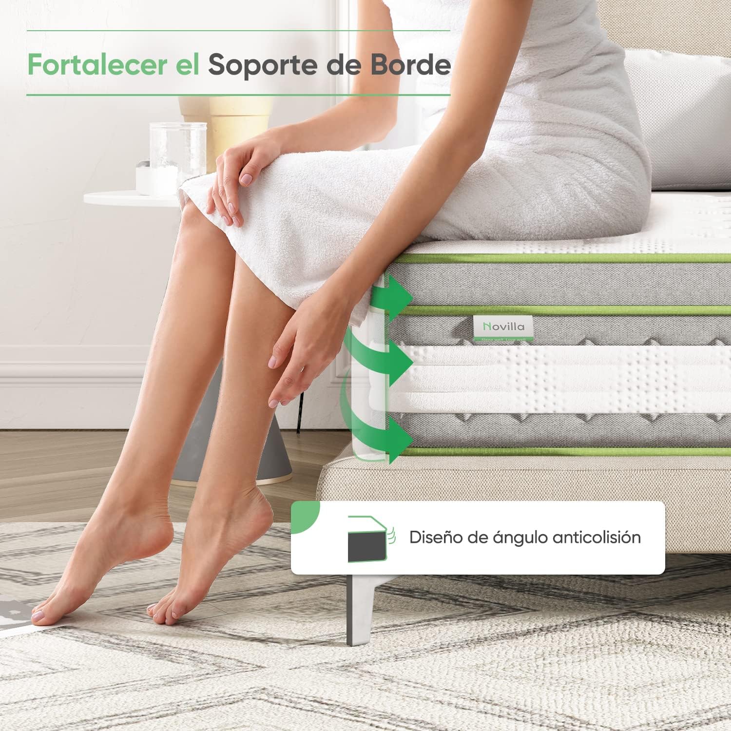 Novilla Colchones Viscoelástico 135x190, Colchón Muelles Ensacados, Espuma de Gel con Memoria, Fibra de Bambú Transpirable, Firmeza Media, Aislamiento de Movimiento, Altura 27 cm