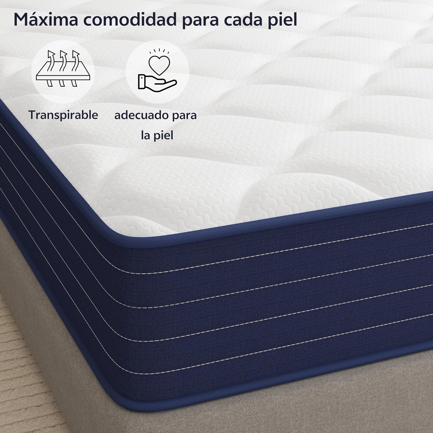 PurrJoys Colchón híbrido 135x190x25 cm, Espuma viscoelástica y muelles ensacados, firmeza Media, Transpirable, Independencia de lechos, Certificado CertiPUR-US® y Oeko-Tex®, sin Fibra de Vidrio