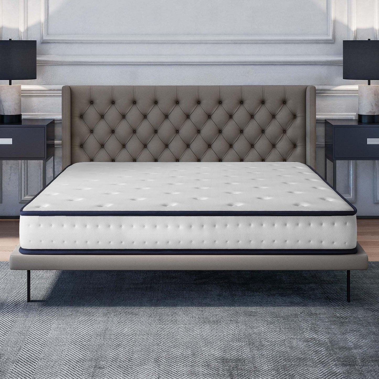 COSMOS - Colchón Viscoelástico 150x190 cm - Altura 30 cm - Upsilon - Espuma HR y Blue Latex - Firme, Transpirable, Hipoalergénico, Ergonómico - Cara Invierno Verano, 7 Zonas Confort